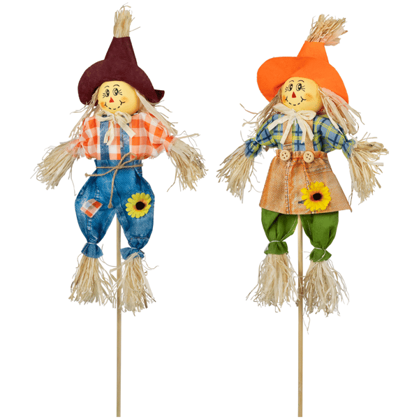 Northlight Boy & Girl Fall Harvest Scarecrow Picks - Set of 2