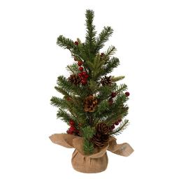 Kurt S. Adler 24in. Red Berries & Pinecones Fir Tree