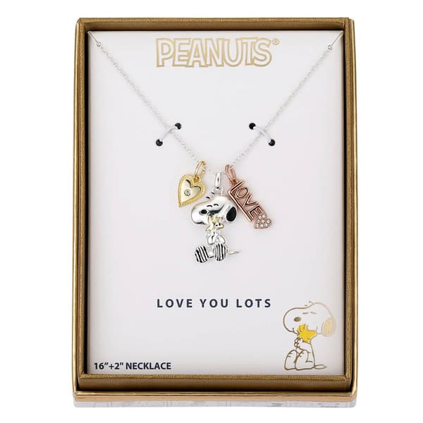 Shine Peanuts CZ Snoopy Woodstock Love Pendant Necklace