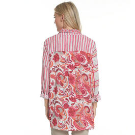 Womens Multiples Long Sleeve Multi Floral & Stripe Big Shirt