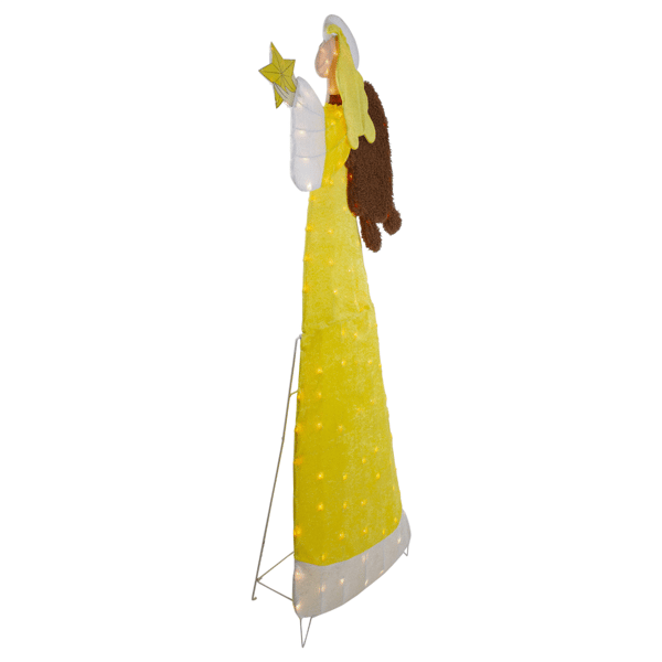 Northlight Lighted Yellow Chenille Angel Outdoor Christmas Décor
