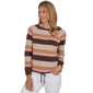 Womens Hearts of Palm Berry Fabulous Long Sleeve Stripe Sweater - image 3