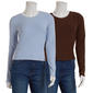 Juniors Pink Rose 2pk. Long Sleeve Double Layer Crew Neck Top - image 1