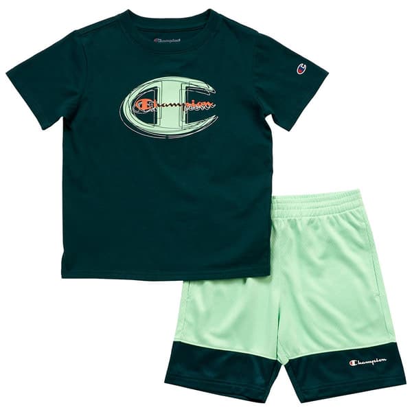 Boys &#40;4-7&#41; Champion&#40;R&#41; Brand Graphic Logo Tee & Mesh Shorts Set - image 