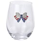 Home Essentials 19oz Stemless W/Brooch Red White & Blue Bow - image 1