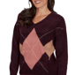 Womens Hearts of Palm Berry Fabulous V Neck Argyle Sweater - image 5