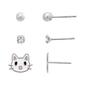 Kids 3pr. Cat Pearl & Crystal Stud Earrings Set - image 1