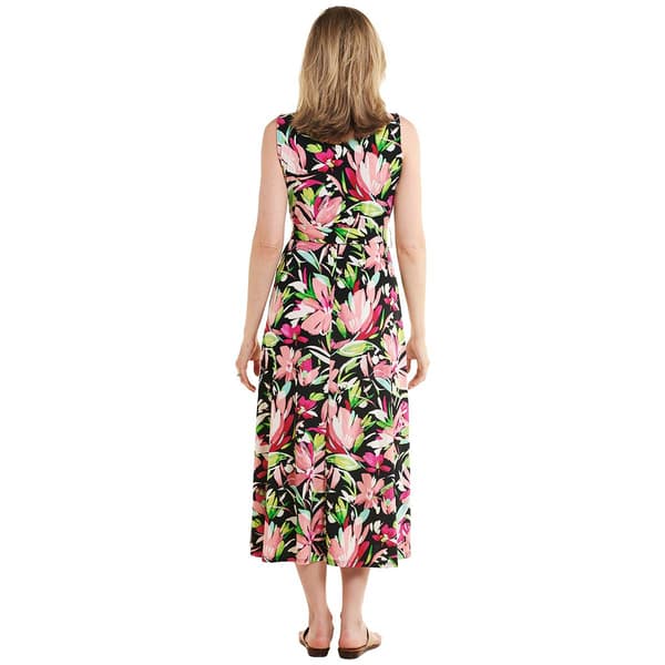 Womens 1. State Sleeveless Floral Three Ring Midi Dress