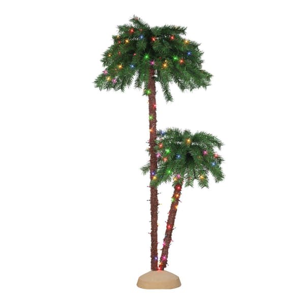 Puleo International Multi-Color Pre-Lit Christmas Palm Tree - image 