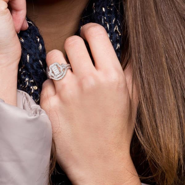 Diamond Classics™ 3/8ctw. Diamond Sterling Silver Bridal Ring Set
