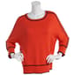Plus Size Retrology 3/4 Sleeve Solid Crew Neck Tipped Sweater - image 1
