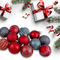 Northlight Red & Blue Glass Ball Christmas Ornaments