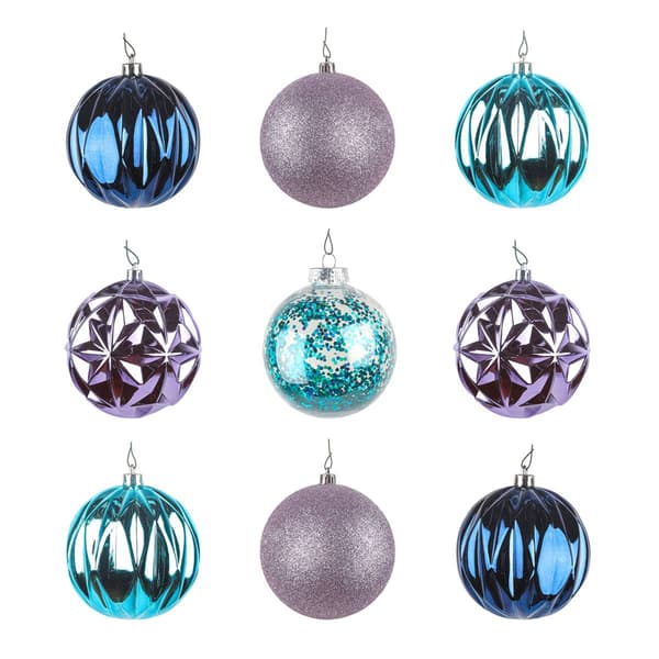 National Tree 13in. Lavender & Blue Ball Ornaments - Set of 9