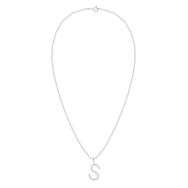 Nova Star® Sterling Silver Lab-Grown Diamond Initial S Pendant