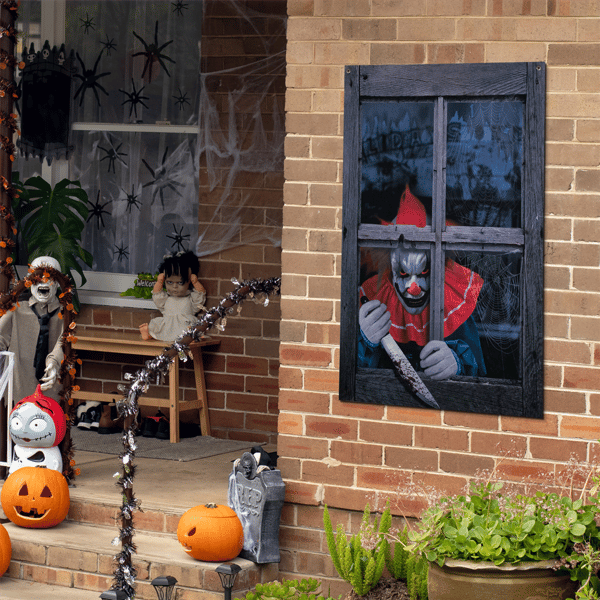 Northlight Creepy Clown Scary Window Halloween Decoration - 47in.