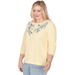Petite Alfred Dunner Out Of The Blue Floral Embroidery Blouse - image 3
