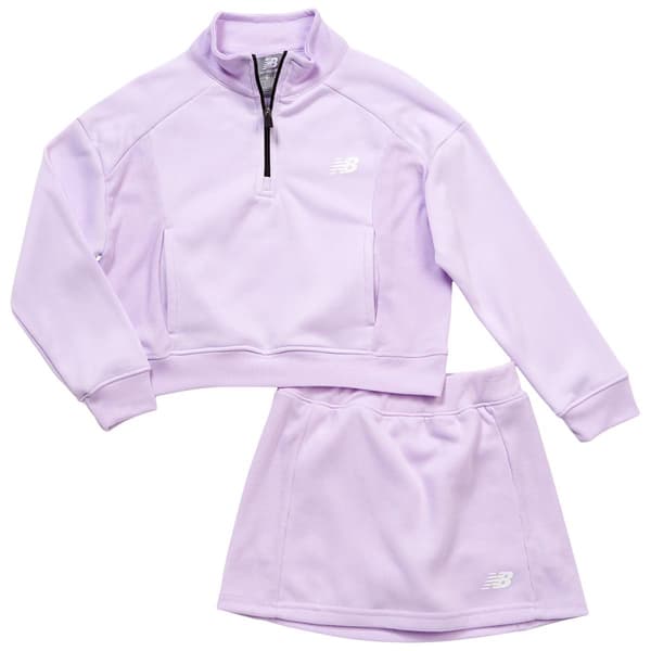 Girls &#40;7-12&#41; New Balance 1/4 Zip Solid Sweatshirt & Skort Set - image 
