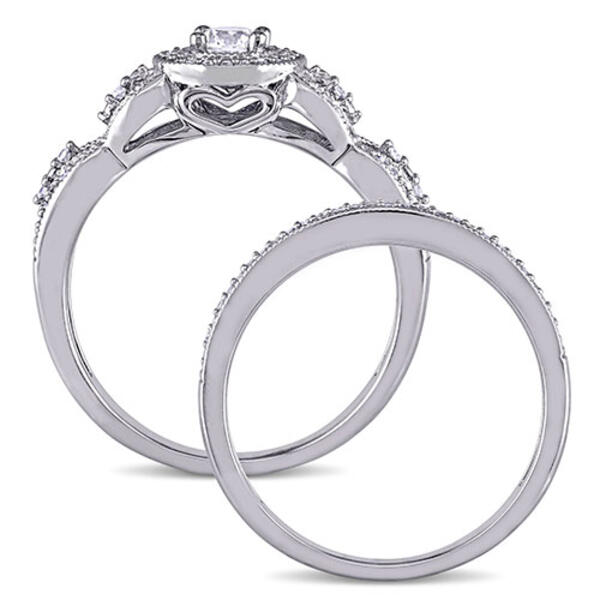 Loveblooms&#8482; White Gold Diamond Halo Bridal Ring Set