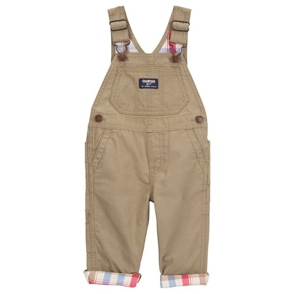 Baby Boy &#40;12-24M&#41; OshKosh B''Gosh Plaid Lined Solid Overalls - image 