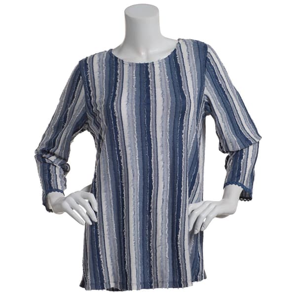 Petite Preswick & Moore&#40;R&#41; 3/4 Sleeve Stripe Scoop Neck Blouse