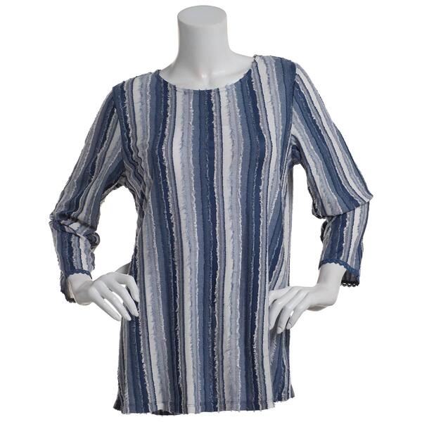 Petite Preswick & Moore&#40;R&#41; 3/4 Sleeve Stripe Scoop Neck Blouse - image 