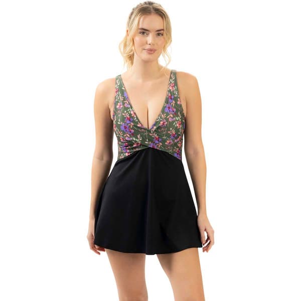 Womens Dolfin&#40;R&#41; Aquashape V-Neck Wrap Front Swim Dress - image 