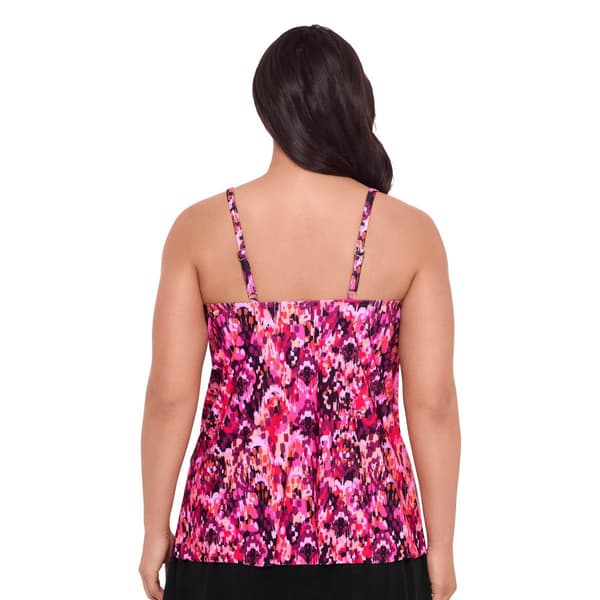 Plus Size American Beach Ikat Confetti Flounce Tankini Swim Top