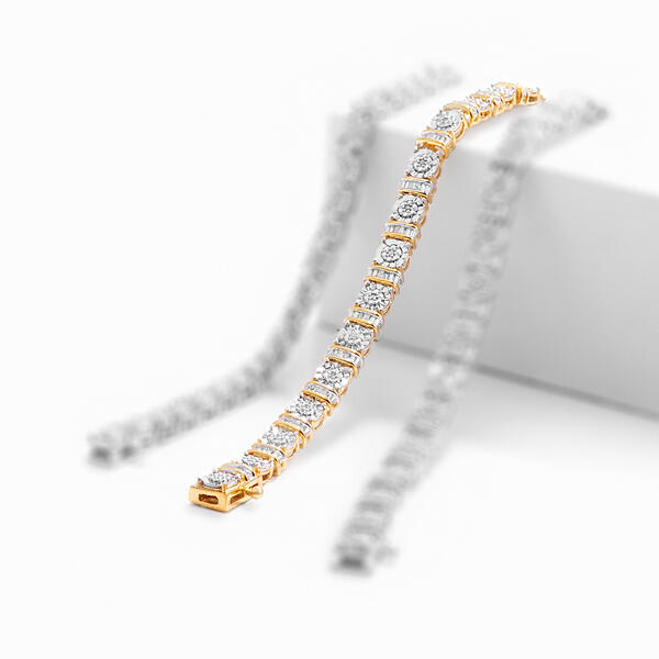 Diamond Classics&#40;tm&#41;Gold Over Silver 1/4ctw. Diamond Bracelet - image 