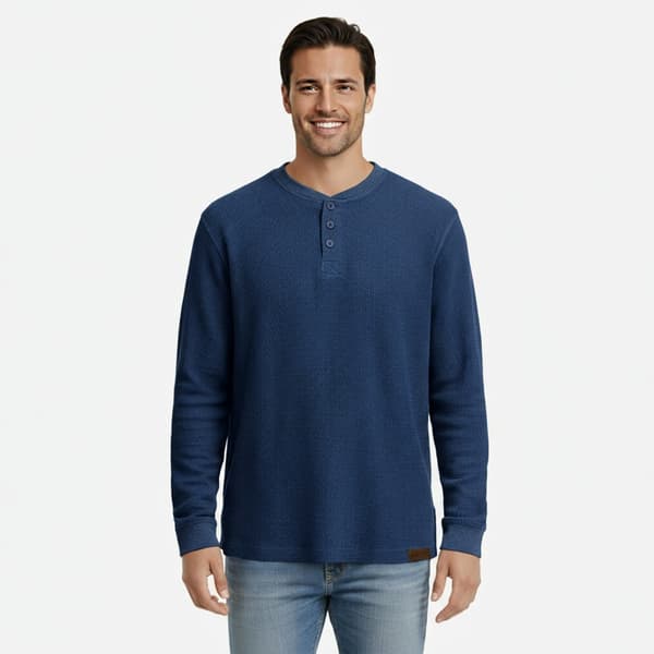 Mens Mountain Ridge Solid Heavyweight Thermal Henley
