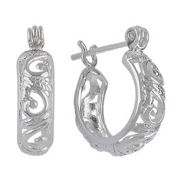 Sterling Silver Round Filigree Hoop Earrings