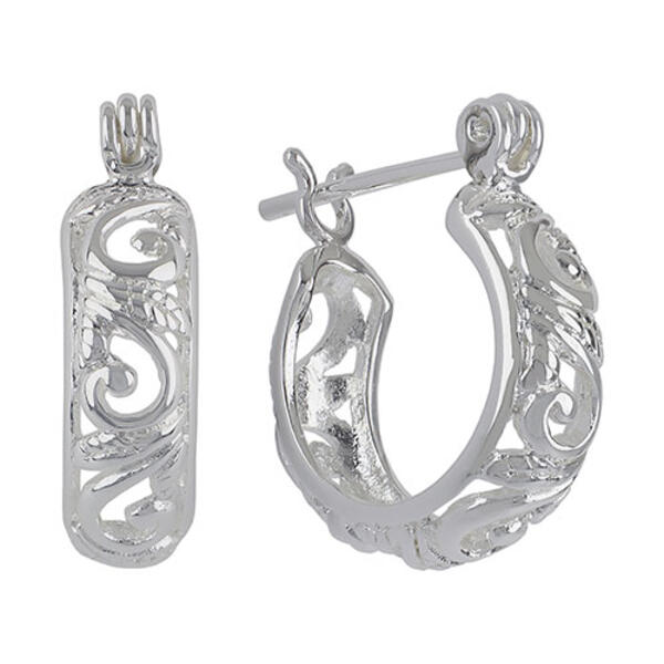 Sterling Silver Round Filigree Hoop Earrings - image 