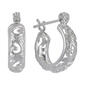 Sterling Silver Round Filigree Hoop Earrings - image 1