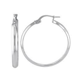 Sterling Silver Polished Half Round Tube Hoop Earrings