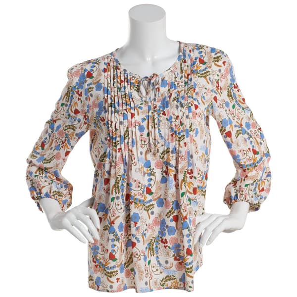 Womens Tommy Hilfiger Sport 3/4 Sleeve Tie White Floral Blouse - image 