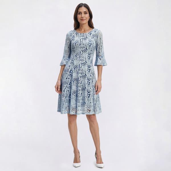 Plus Size Rabbit Rabbit Rabbit Flounce Sleeve Lace A-Line Dress