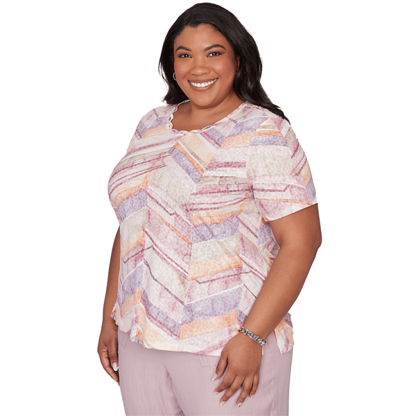 Plus Size Alfred Dunner Vintage Charm Leopard Chevron Blouse