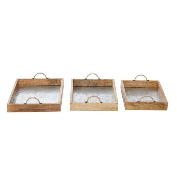 9th &amp; Pike® Mango Tree Wood Trays - Set of 3