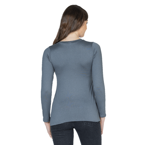 Womens 24/7 Comfort Apparel Solid Long Sleeve Scoop Neck Tee