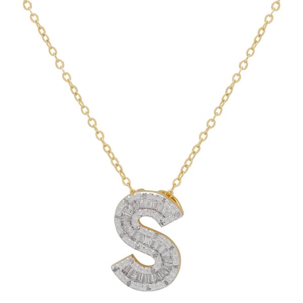 Gianni Argento 14kt. Gold 1/10ctw. Diamond Initial S Pendant - image 