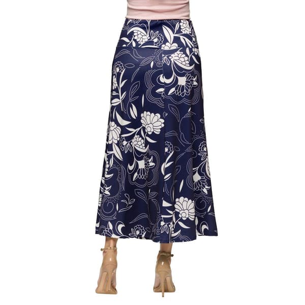 Womens 24/7 Comfort Apparel Navy Floral A Line Maxi Skirt
