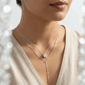 Saffron 1ctw. 6 Prong Moissanite Diamond Layered Necklace - image 2