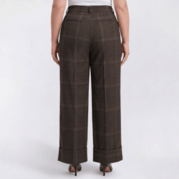 Plus Size Preswick & Moore® Plaid Wide Leg Cuffed Pants