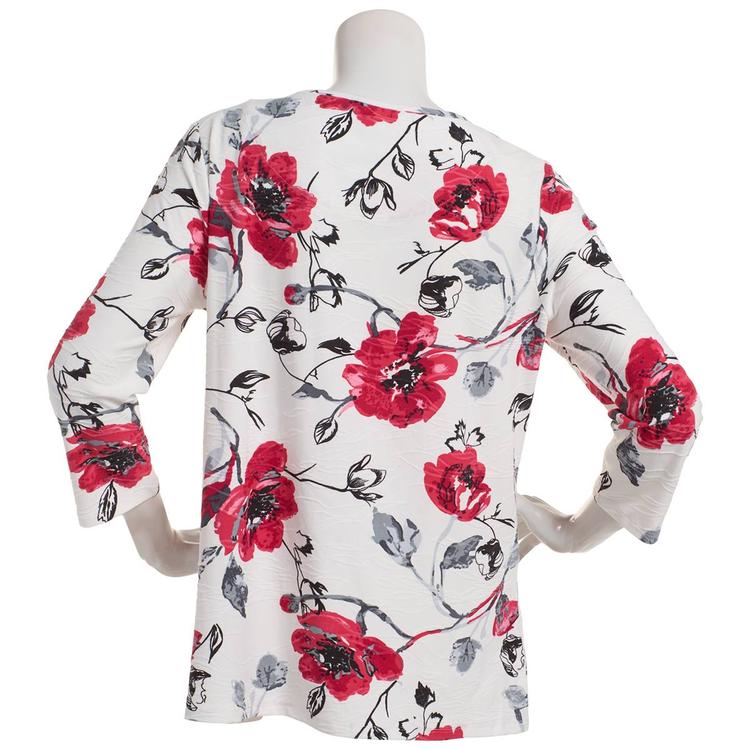 Womens Emily Daniels Watercolor Floral Jacquard Knit Tunic Blouse
