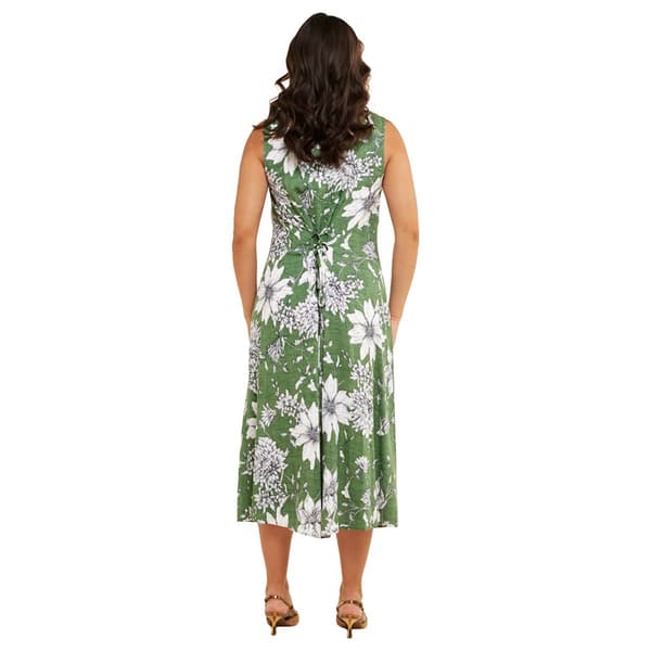 Plus Size Connected Apparel Sleeveless Palm Tie Back Midi Dress