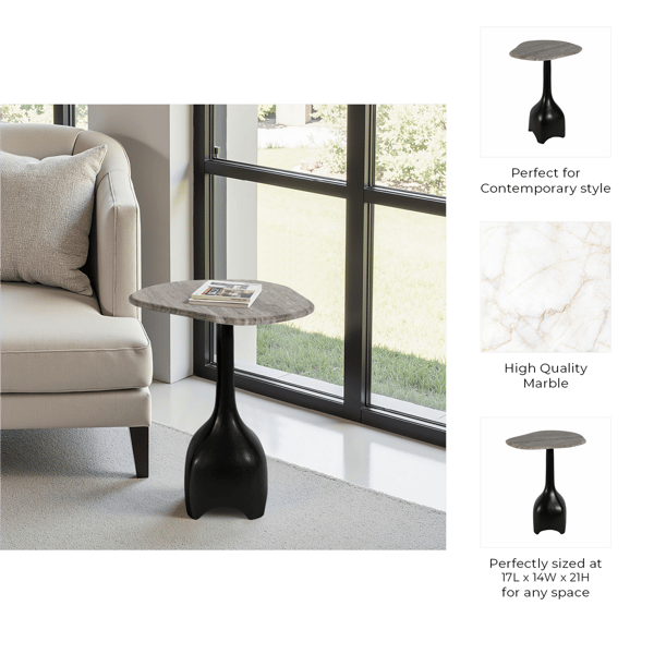 Sagebrook Home 21in. Curved Top Marble Accent Table