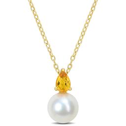 Gemstone Classics(tm) Freshwater Pearl & Citrine Pendant