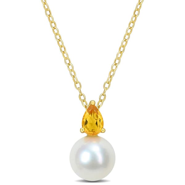 Gemstone Classics(tm) Freshwater Pearl & Citrine Pendant - image 