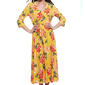 Womens Mlle Gabrielle 3/4 Sleeve Floral Print Wrap Maxi Dress - image 3