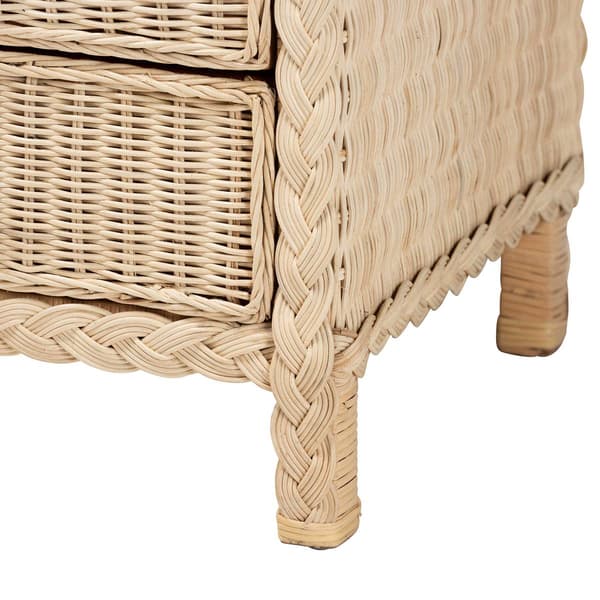bali & pari Lanica Japandi Rattan 3-Drawer Nightstand