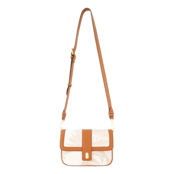 Tommy Bahama Leather Trim Floral Crossbody Flap